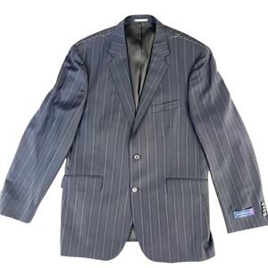 Saks Fifth Avenue Ermenegildo Zegna Trofeo Wool Blazer 44L Navy Pinstripe NWT